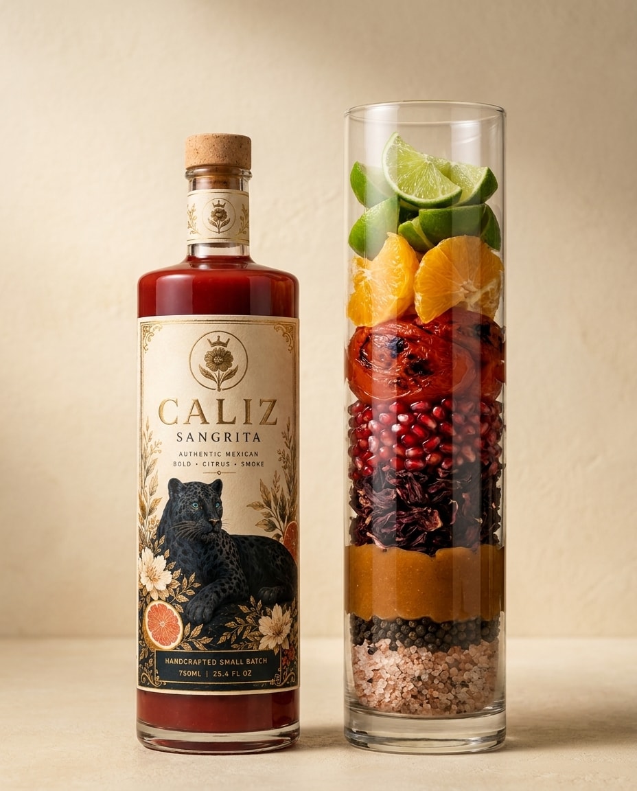 CALIZ sangrita and fresh ingredients